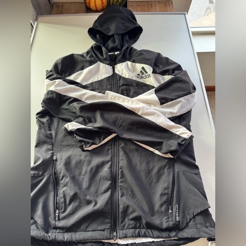 Adidas Men's Black and White Windbreaker